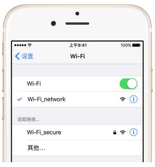 網絡名稱旁邊出現藍色勾號表示您已連接