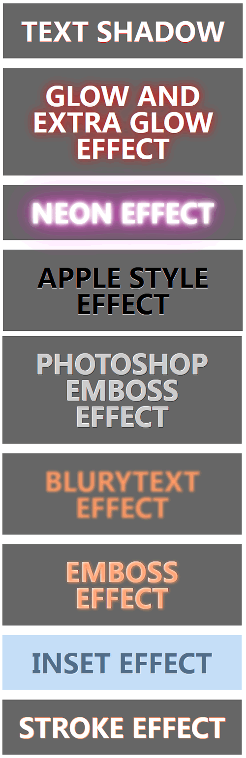 CSS3實現的9種文本陰影效果